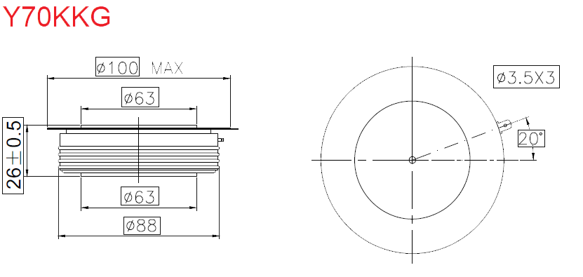 نمودار فنی تریستور دیسکی Y70KKG