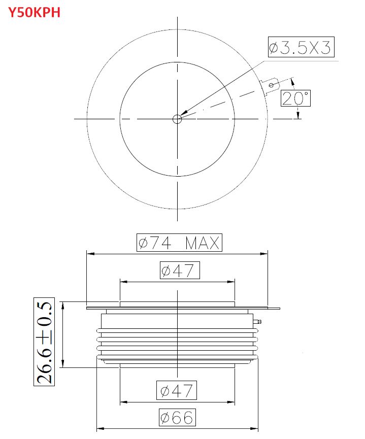 نمودار فنی تریستور دیسکی y50kPH