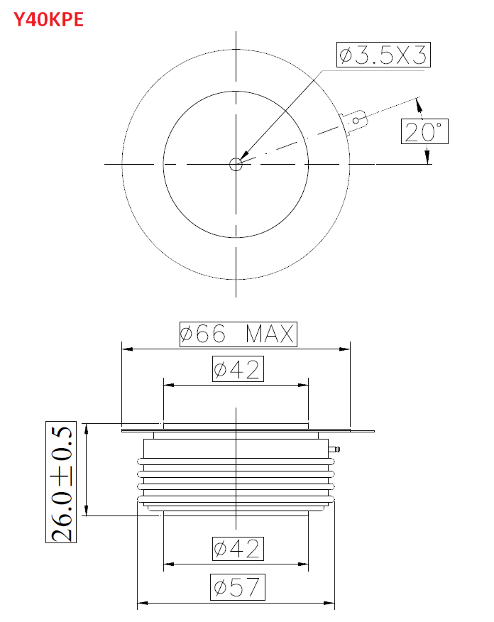 نمودار فنی تریستور دیسکی y40kPE